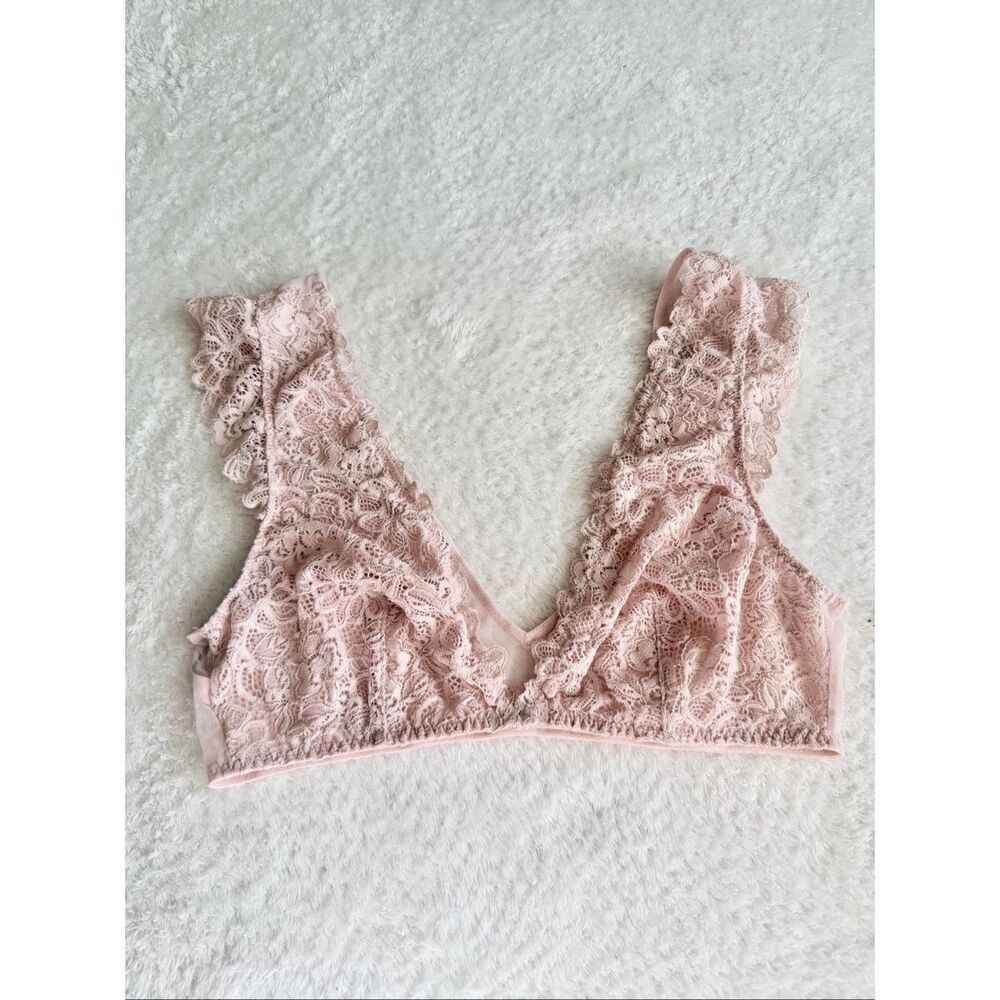 Victoria’s Secret Dusty rose pink lace bralette front fasten size medium